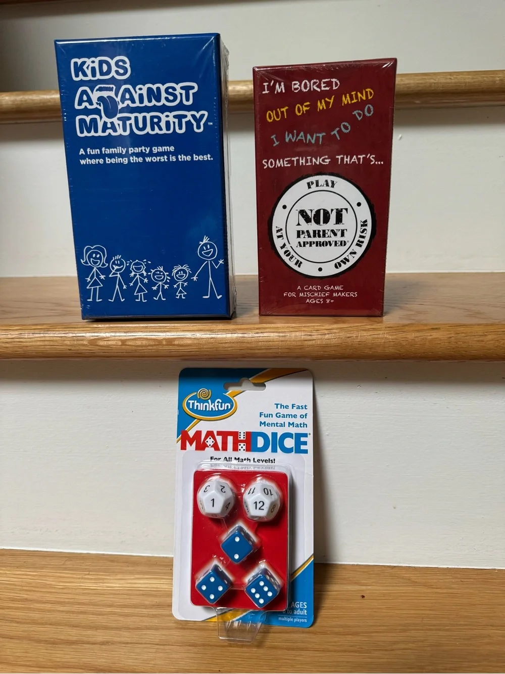 NEW Family Game Bundle Kids Against Maturity + Not Parent Approved + Math Dice